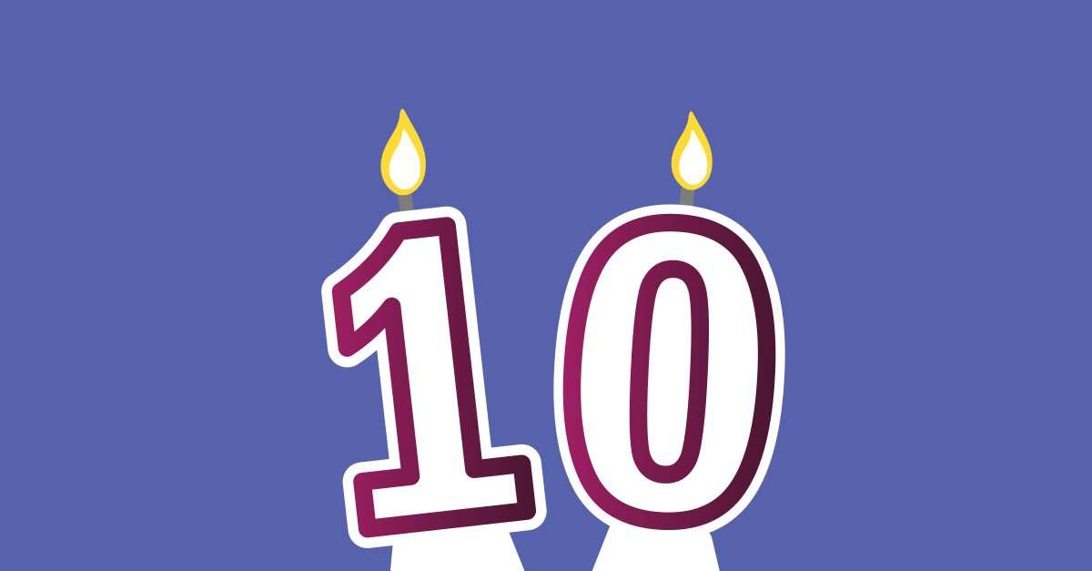 Image of candles in shape of number ten.