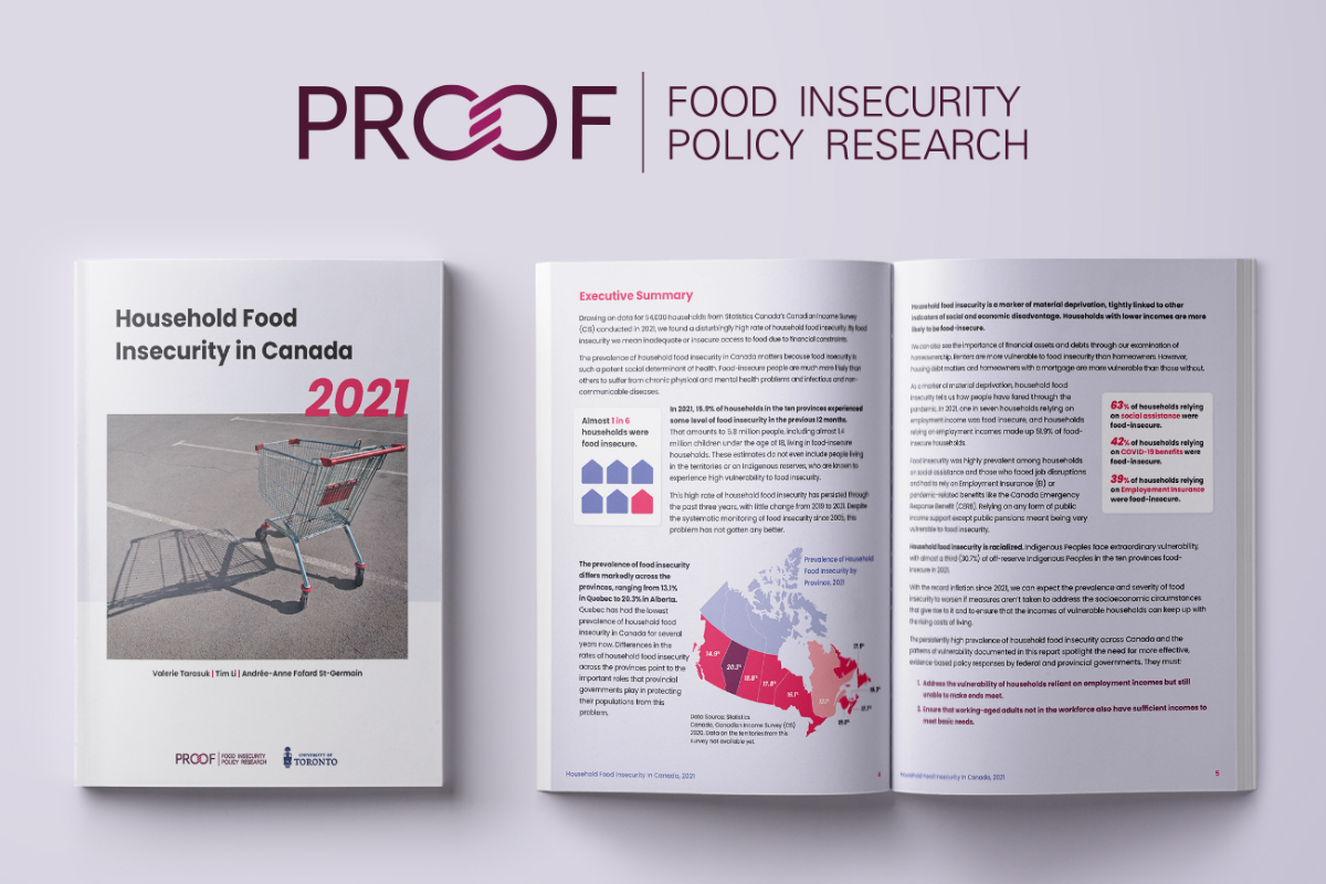 Photo of report, Household Food Insecurity in Canada, 2021