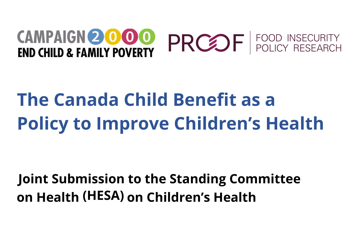 The Canada Child Benefit as a Policy to Improve Children’s Health